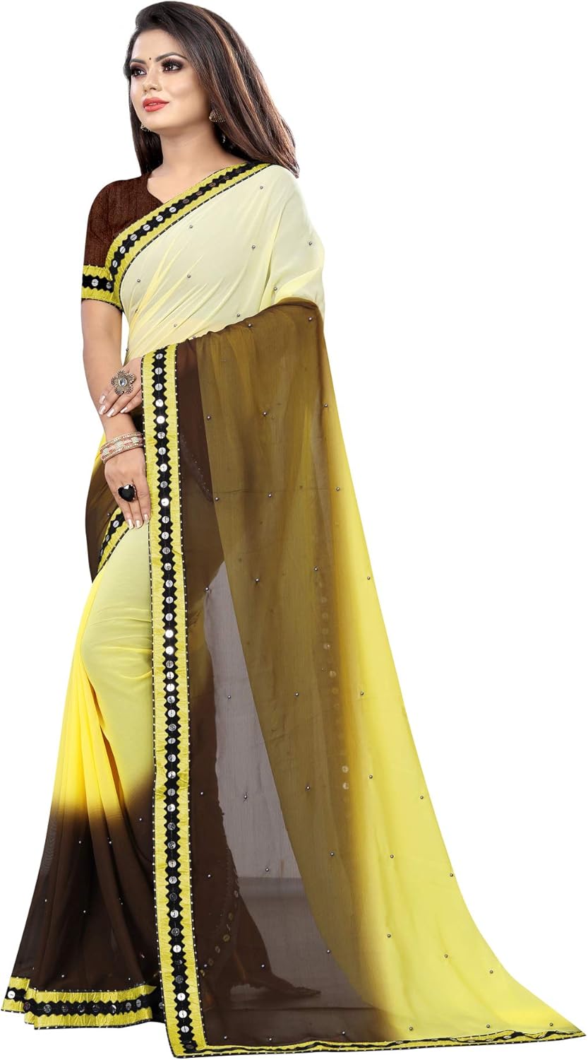 Women's Georgette Indian Saree with Blouse Piece