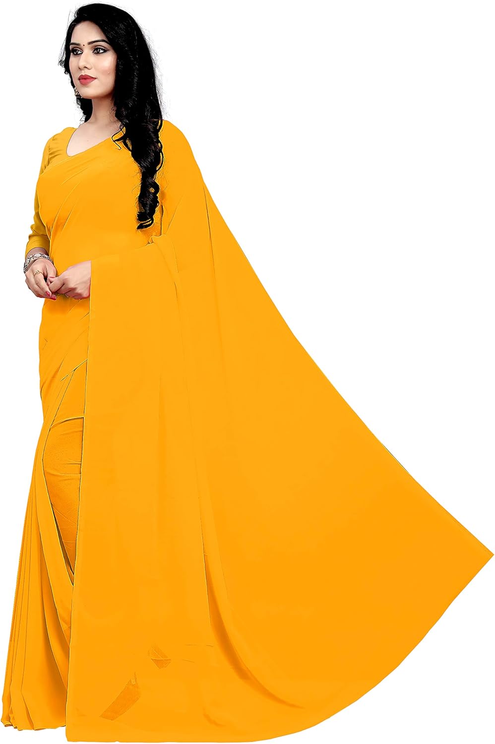 Women's Georgette Saree With Unstiched Blouse Piece