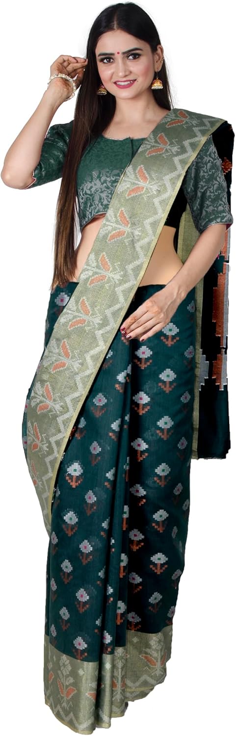 Chandrakala Banarasi Saree for Women with Unstitched Blouse Piece Indian Wear (1436-P)