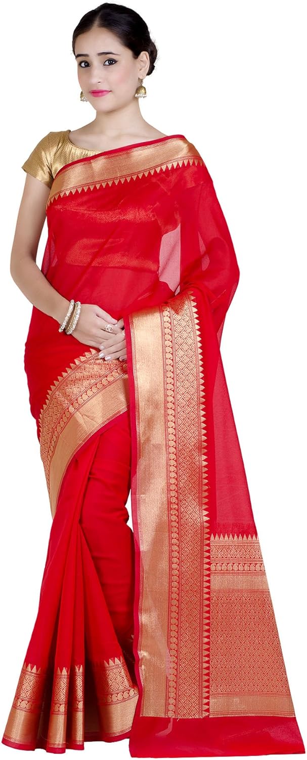 Chandrakala Banarasi Saree for Women with Unstitched Blouse Piece Indian Wear (1258)