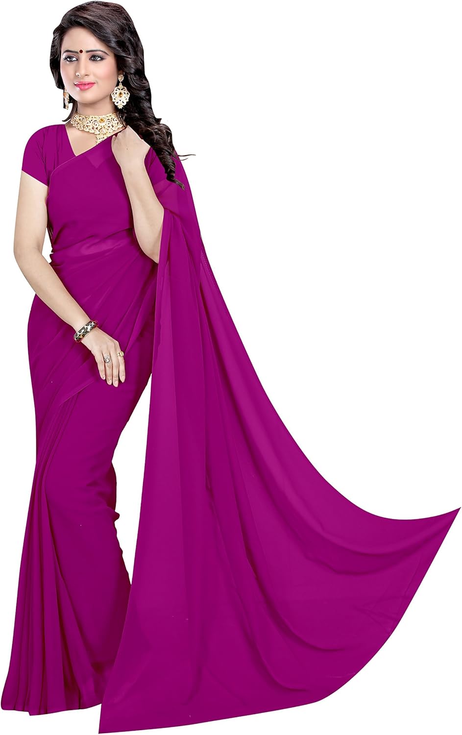 Women's Georgette Saree With Unstiched Blouse Piece