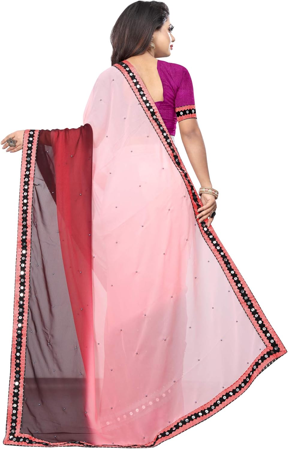 Women's Georgette Indian Saree with Blouse Piece