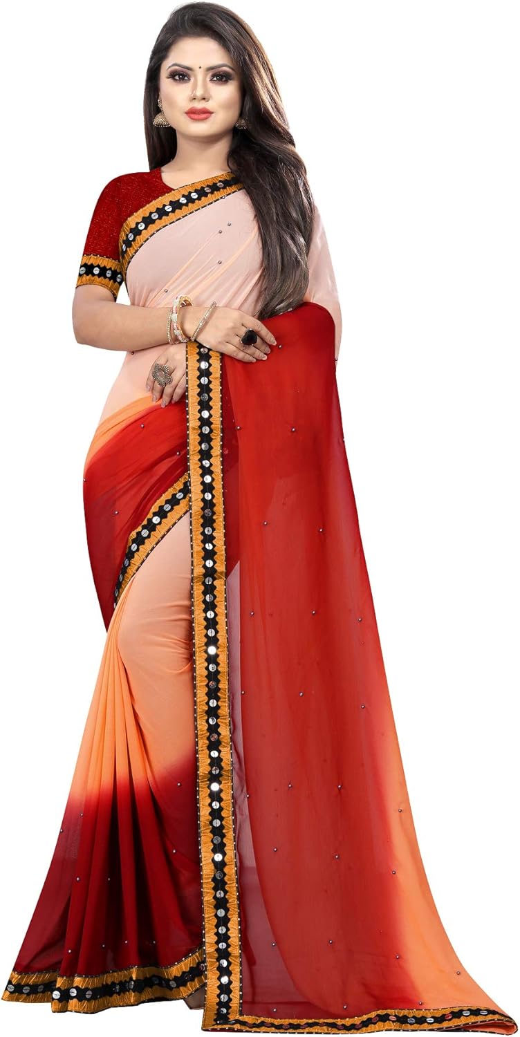 Women's Georgette Indian Saree with Blouse Piece