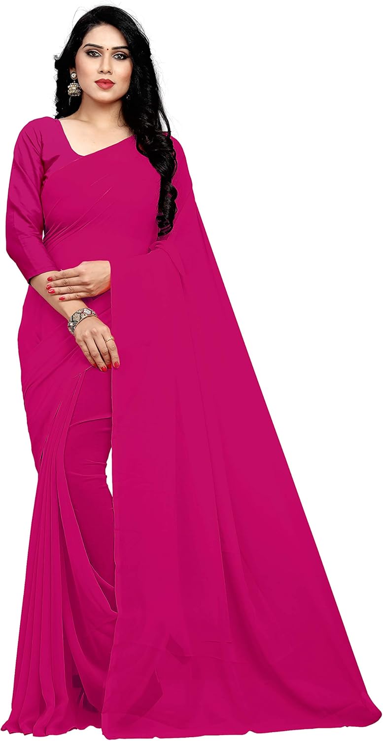 Women's Georgette Saree With Unstiched Blouse Piece