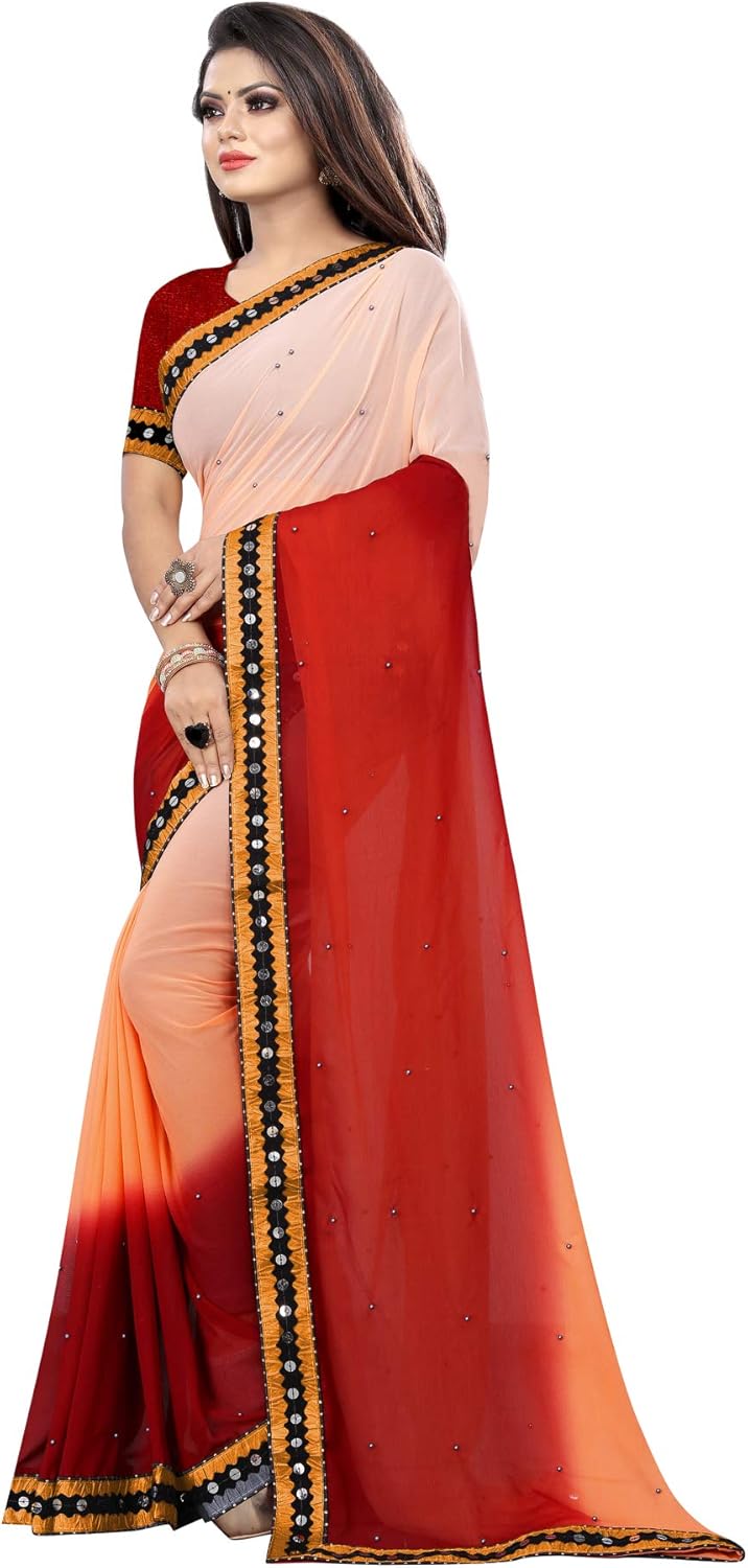 Women's Georgette Indian Saree with Blouse Piece