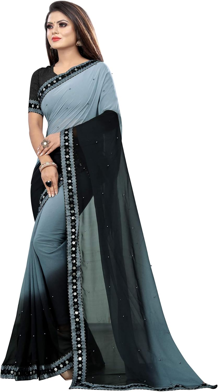 Women's Georgette Indian Saree with Blouse Piece