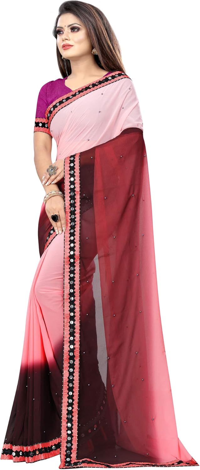 Women's Georgette Indian Saree with Blouse Piece