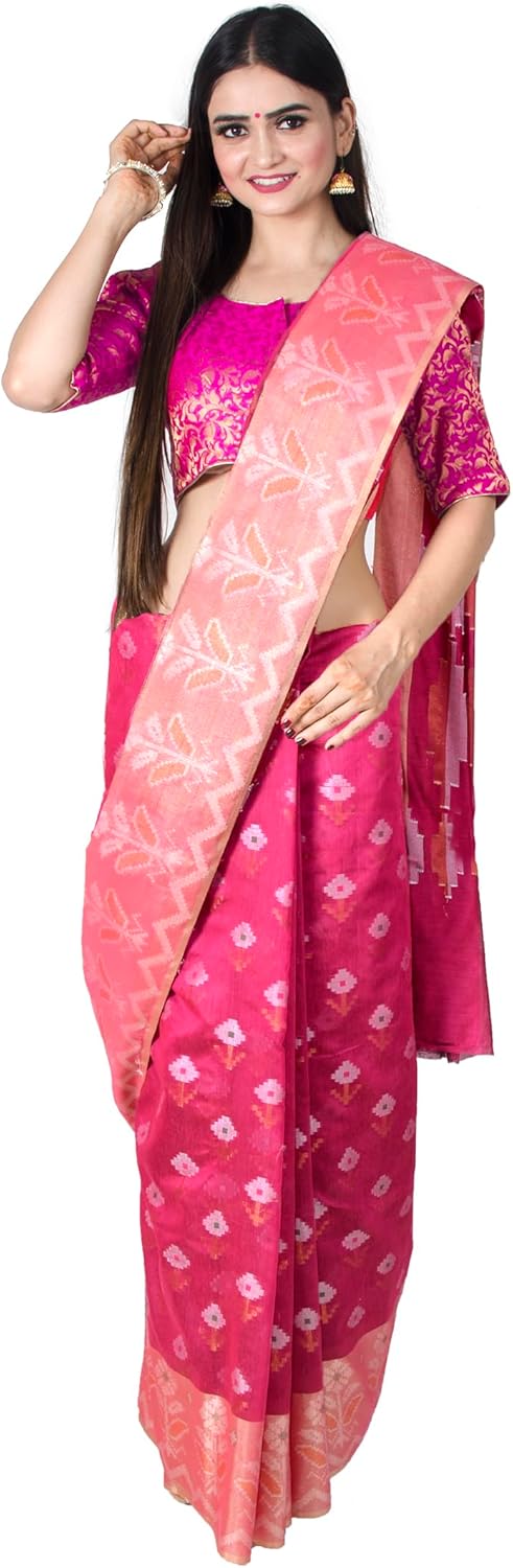 Chandrakala Banarasi Saree for Women with Unstitched Blouse Piece Indian Wear (1436-P)