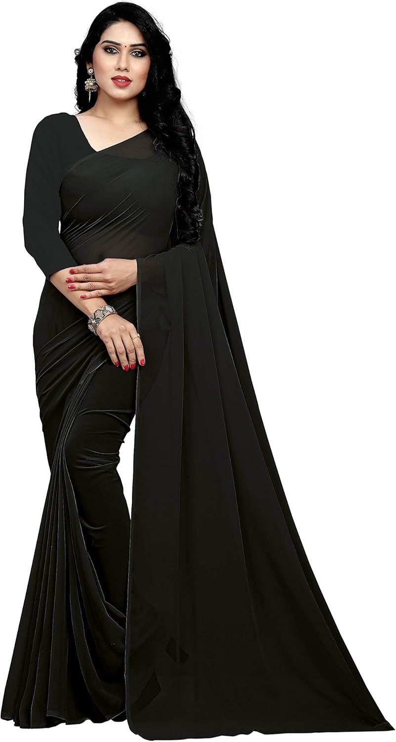 Women's Georgette Saree With Unstiched Blouse Piece