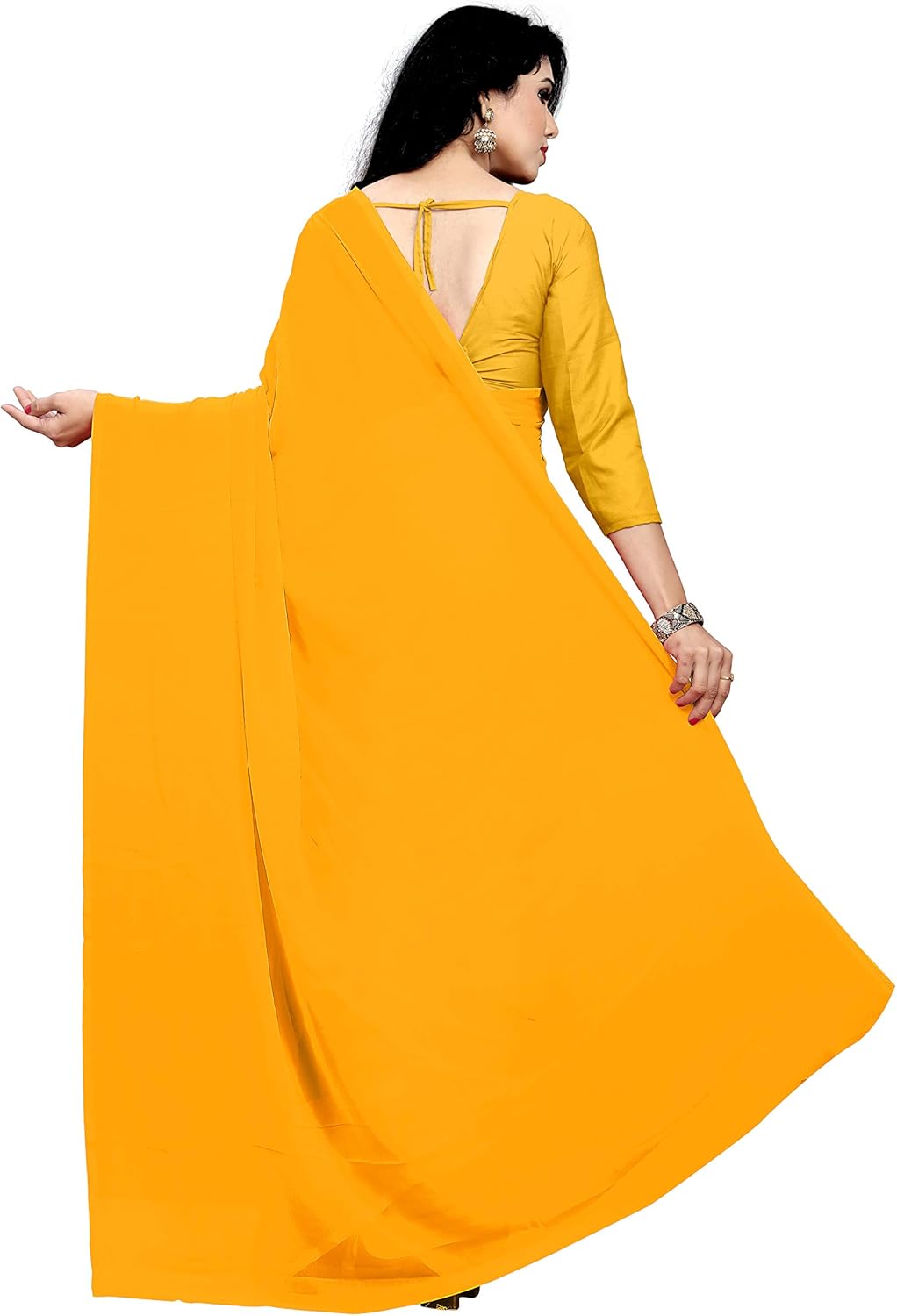 Women's Georgette Saree With Unstiched Blouse Piece