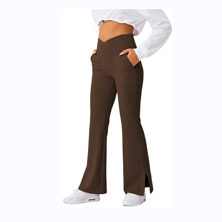 Spring Women's Workout Exercise Pants Akimbo Pants Split Flared Pants