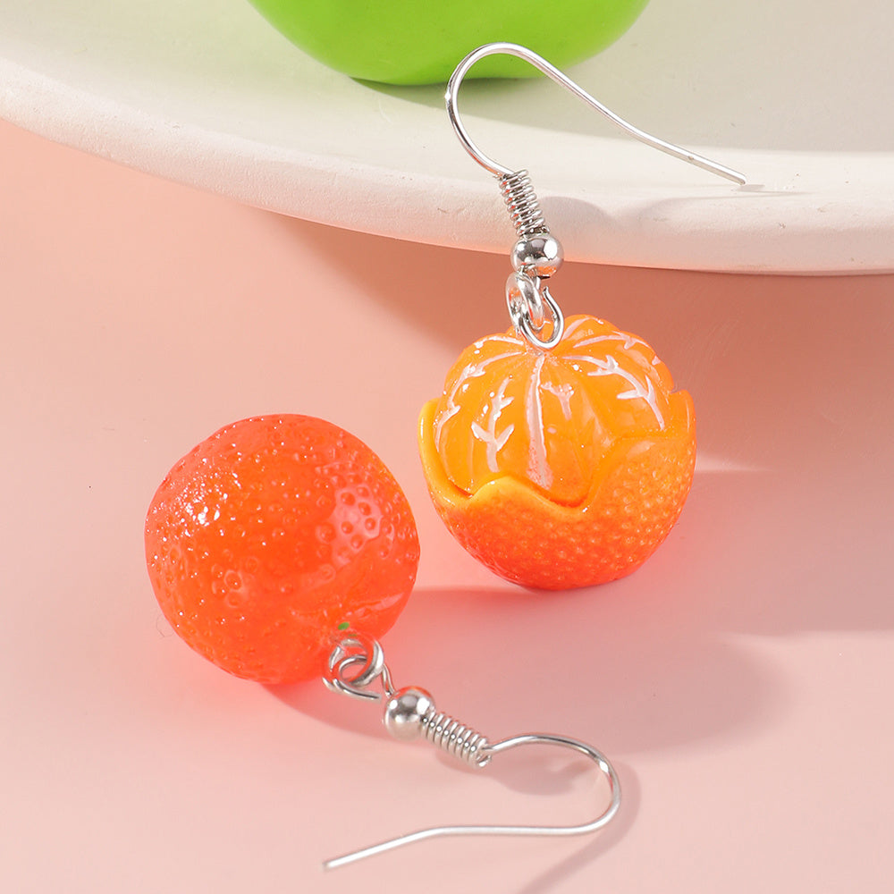 Orange Earrings Long Earrings Girls Big Earrings Ear Clips