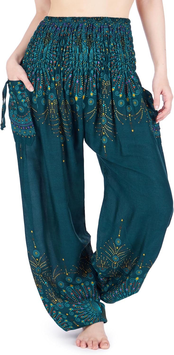 Lannaclothesdesign Harem Pants Women High Waist Bohemian Yoga Pants with Pockets - Boho Hippie Clothes