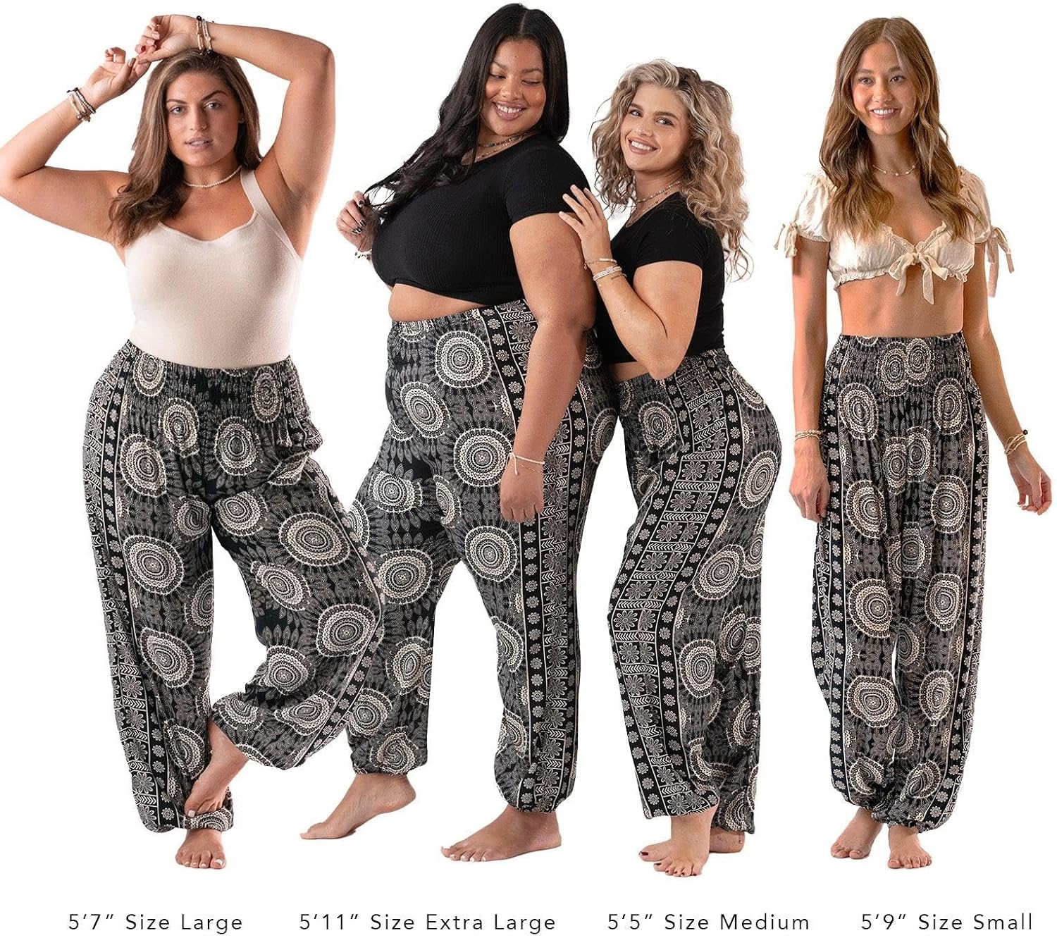 Lotus and Luna Women's Harem Pants Thai Pants for Beach & Lounge High Waisted Flowy Boho Pants Genie Pants Yoga Pants