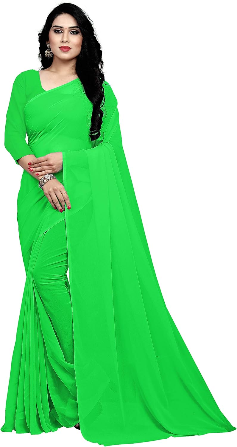 Women's Georgette Saree With Unstiched Blouse Piece