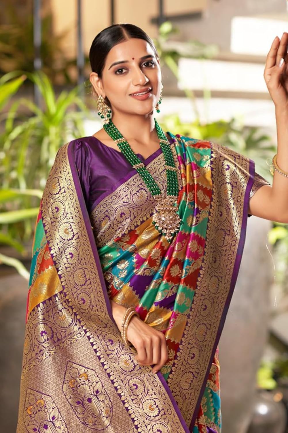 Women's Kanjivaram Soft Silk Saree With Blouse Piece 6.3metres