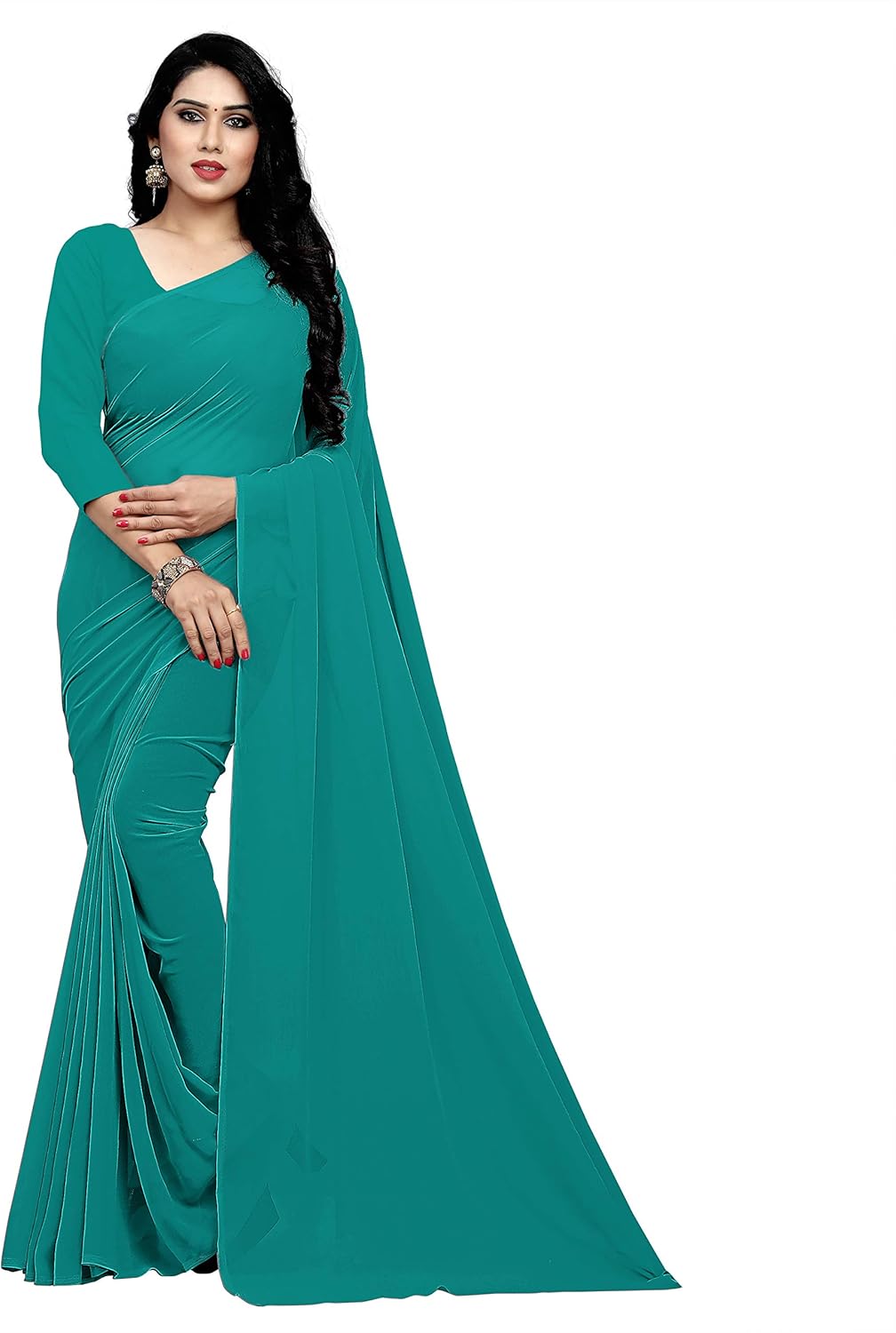 Women's Georgette Saree With Unstiched Blouse Piece