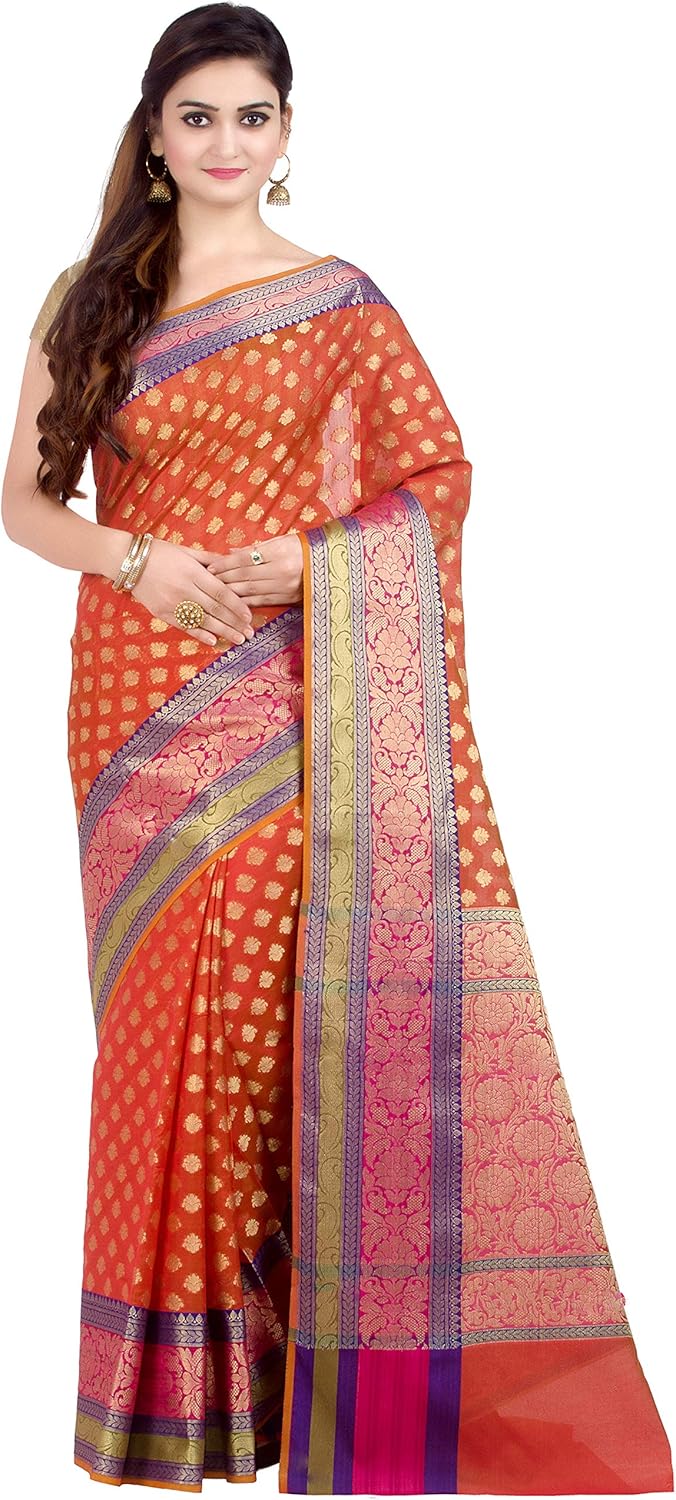 Chandrakala Banarasi Saree for Women with Unstitched Blouse Piece Indian Wear (1080)