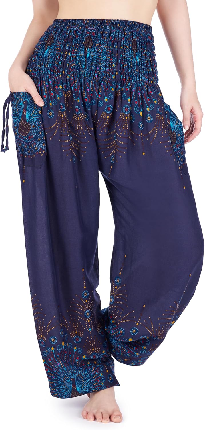 Lannaclothesdesign Harem Pants Women High Waist Bohemian Yoga Pants with Pockets - Boho Hippie Clothes