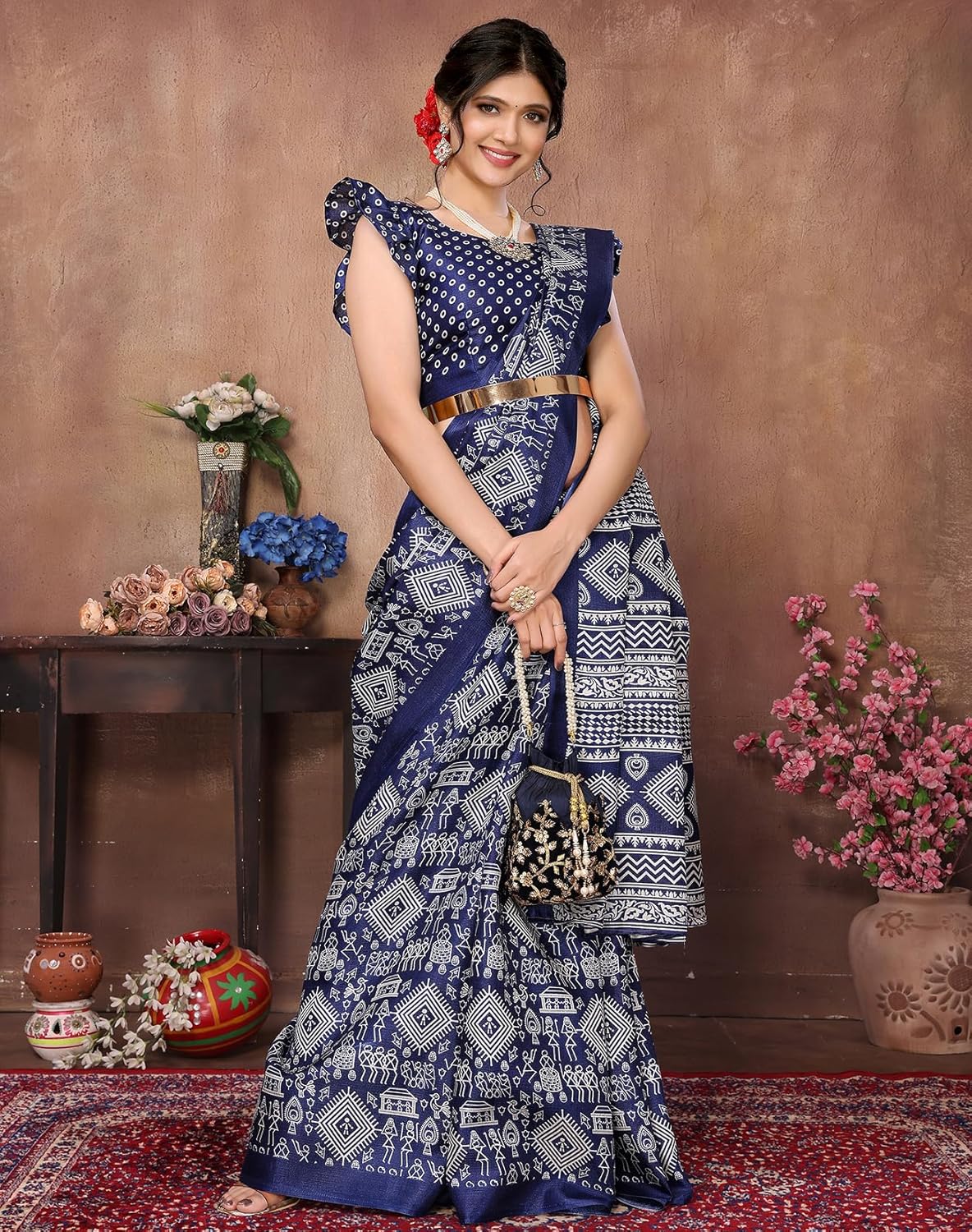 Women's Art Silk Digital Printed Saree With Unstitched Blouse Piece