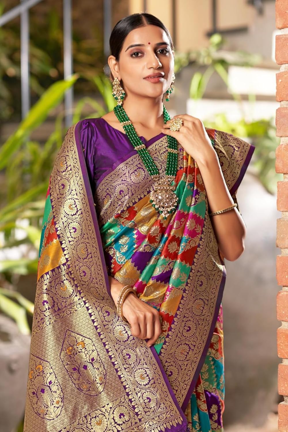 Women's Kanjivaram Soft Silk Saree With Blouse Piece 6.3metres