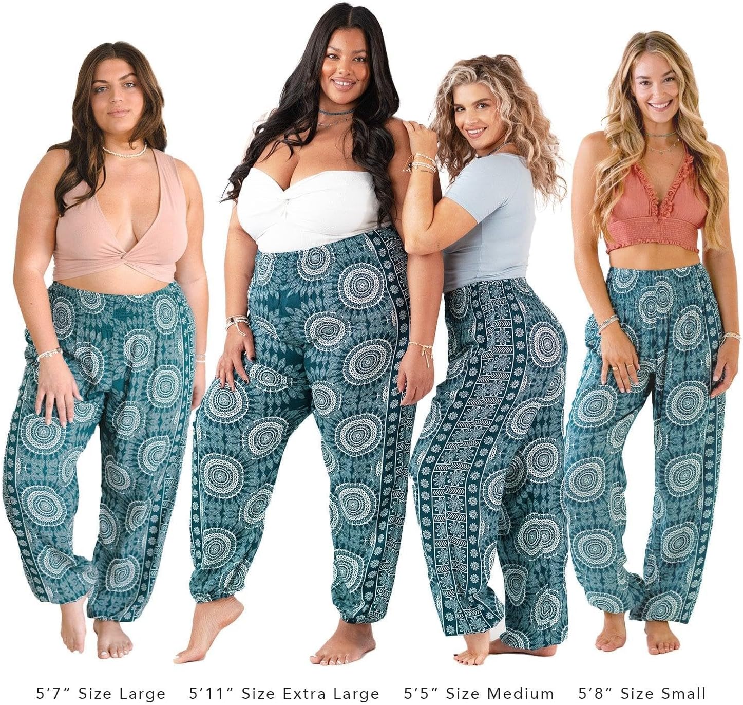 Lotus and Luna Women's Harem Pants Thai Pants for Beach & Lounge High Waisted Flowy Boho Pants Genie Pants Yoga Pants