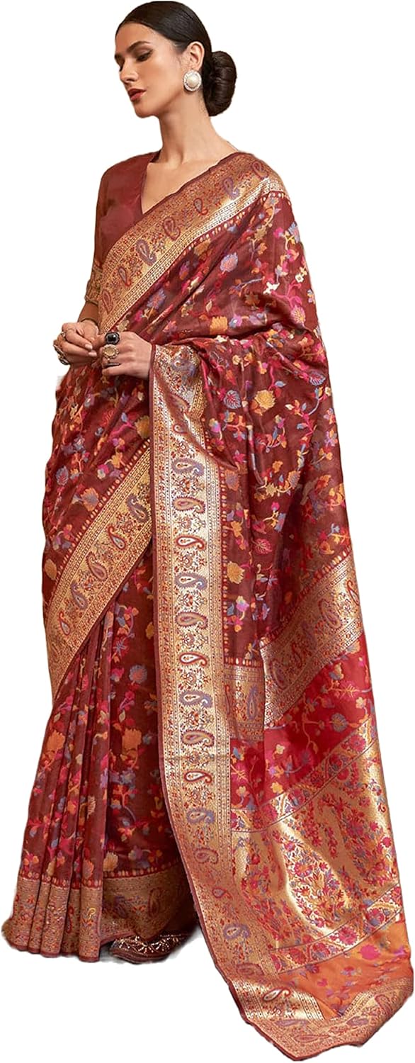 Women's Kanjivaram Soft Silk Saree With Blouse Piece 6.3metres