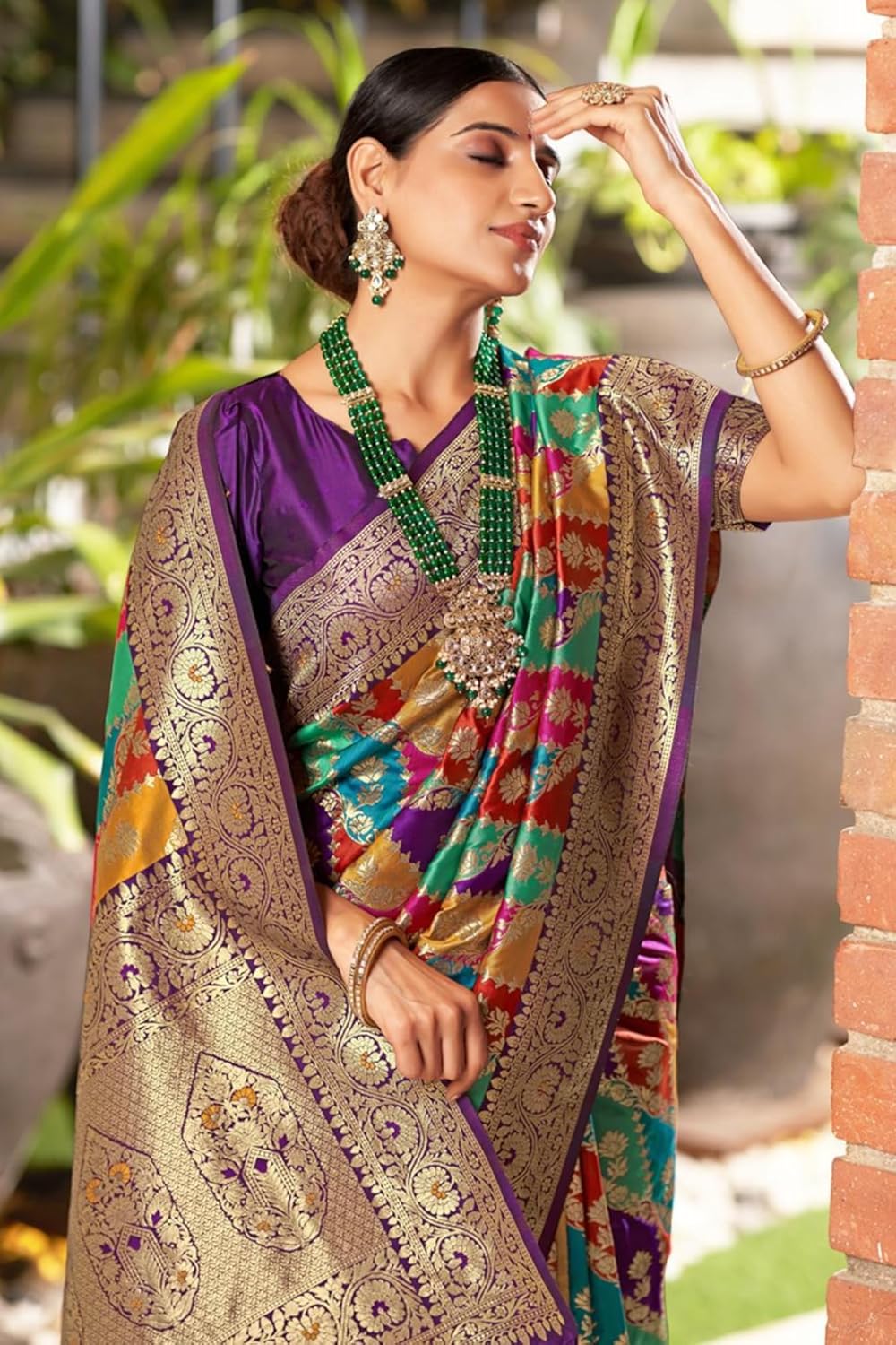 Women's Kanjivaram Soft Silk Saree With Blouse Piece 6.3metres