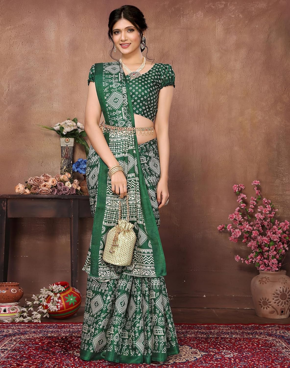 Women's Art Silk Digital Printed Saree With Unstitched Blouse Piece