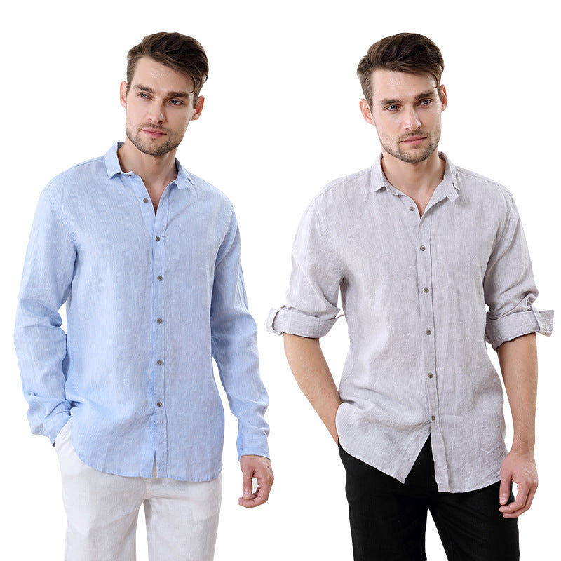 Men's shirt long sleeve square collar shirt