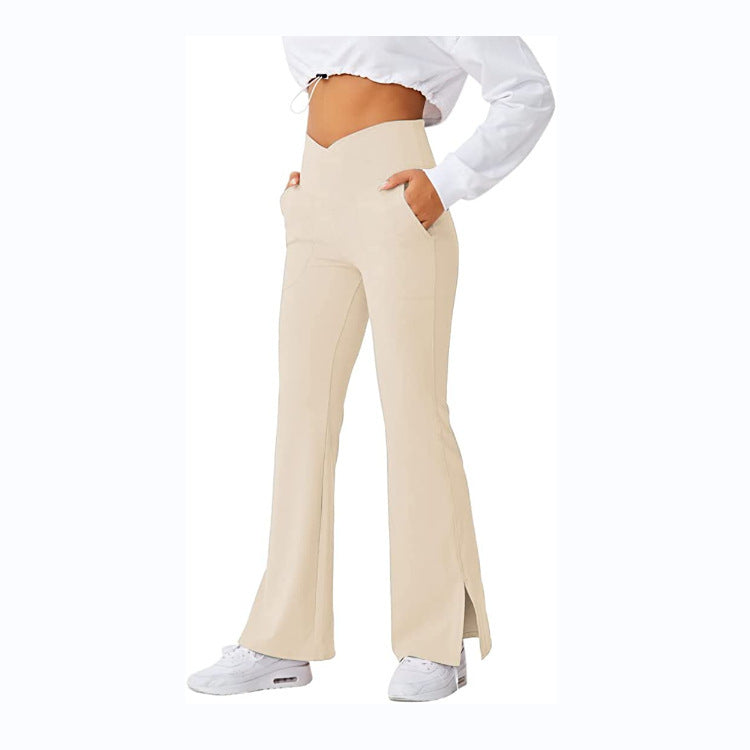 Spring Women's Workout Exercise Pants Akimbo Pants Split Flared Pants