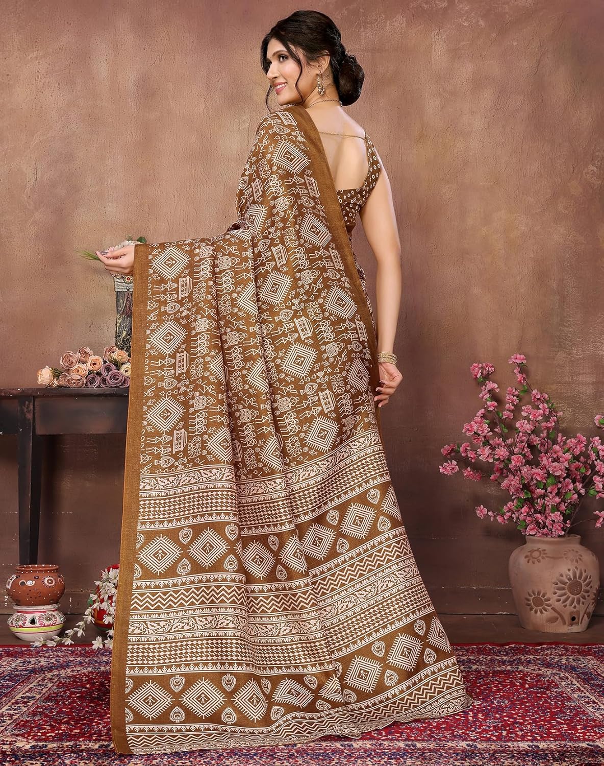 Women's Art Silk Digital Printed Saree With Unstitched Blouse Piece