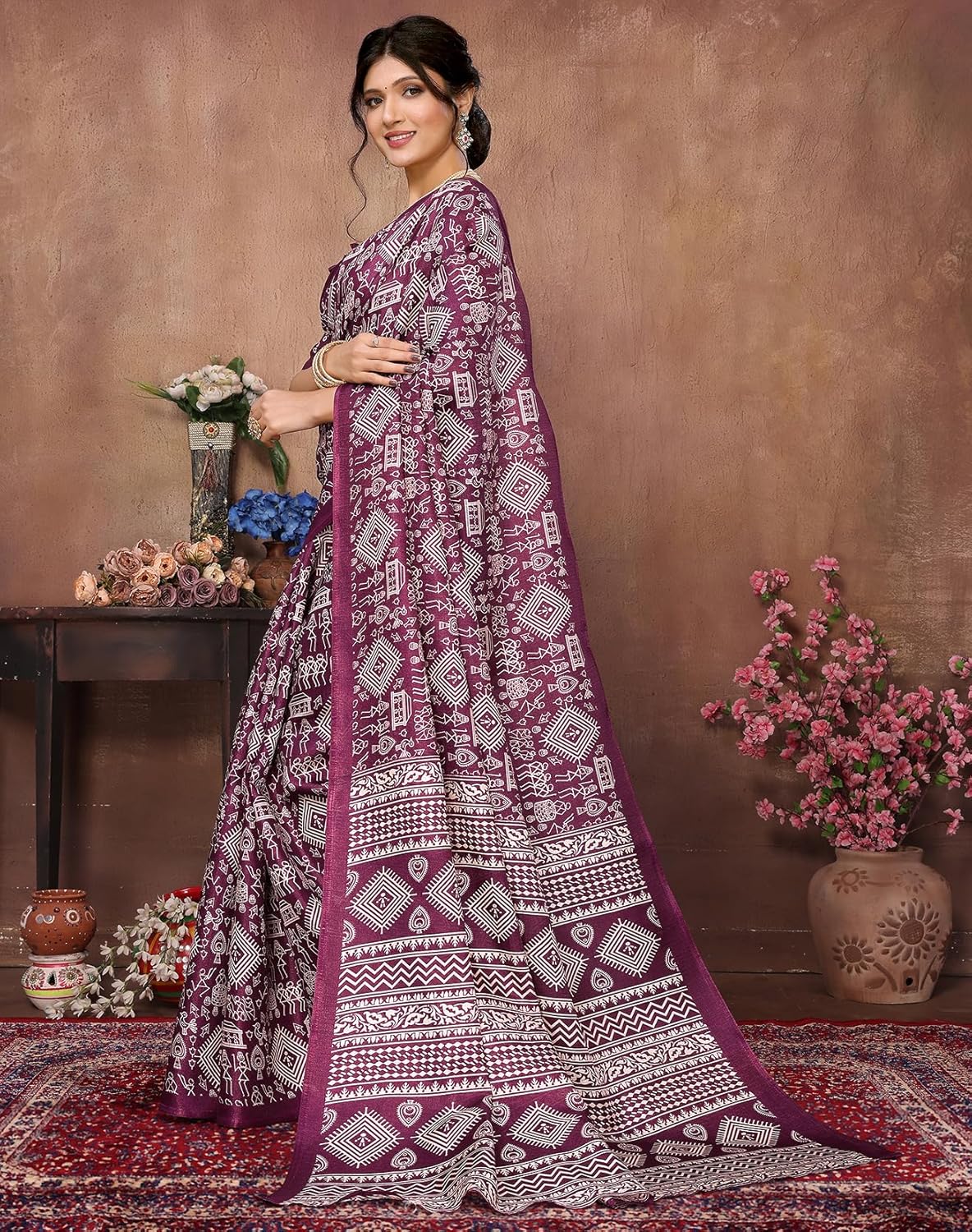 Women's Art Silk Digital Printed Saree With Unstitched Blouse Piece