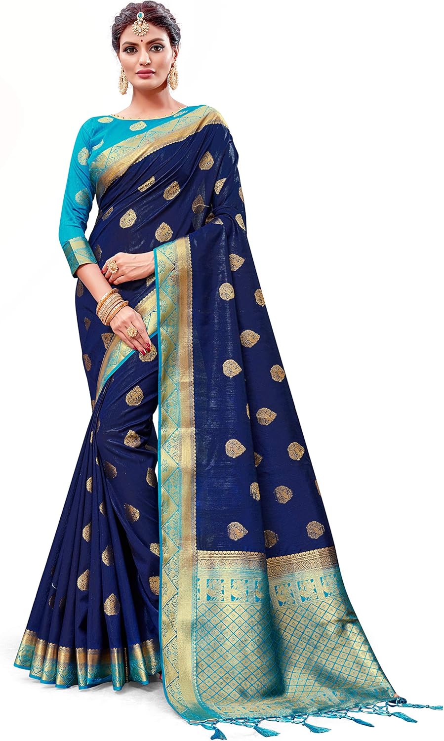 Elina fashion Sarees For Women Banarasi Art Silk Woven Work Saree l Indian Wedding Traditional Wear Sari and Blouse Piece