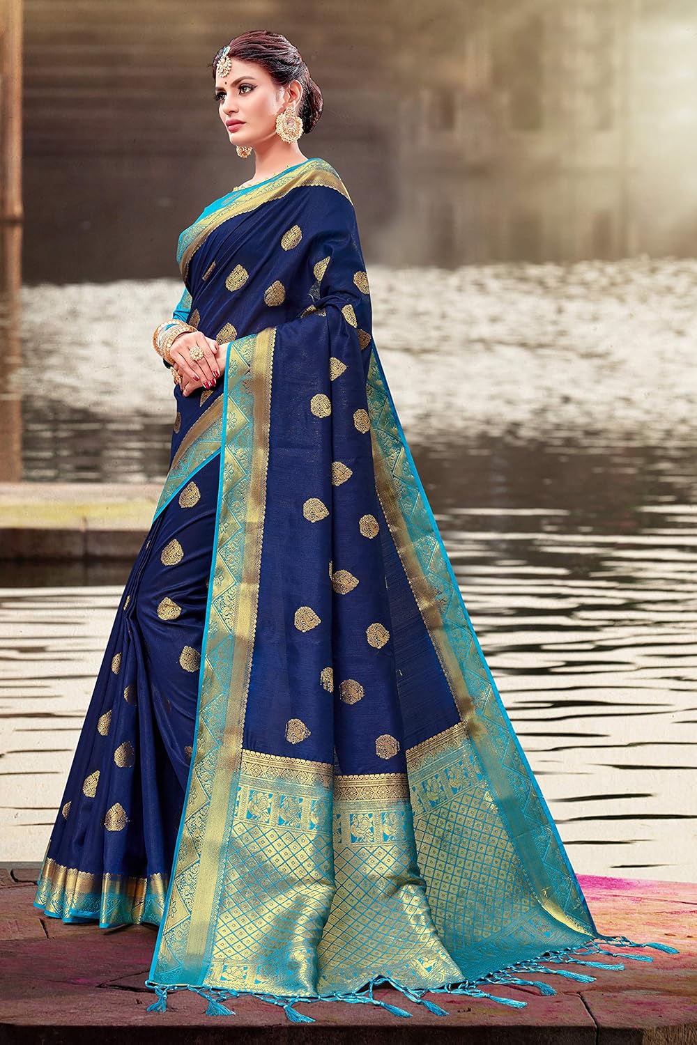 Elina fashion Sarees For Women Banarasi Art Silk Woven Work Saree l Indian Wedding Traditional Wear Sari and Blouse Piece