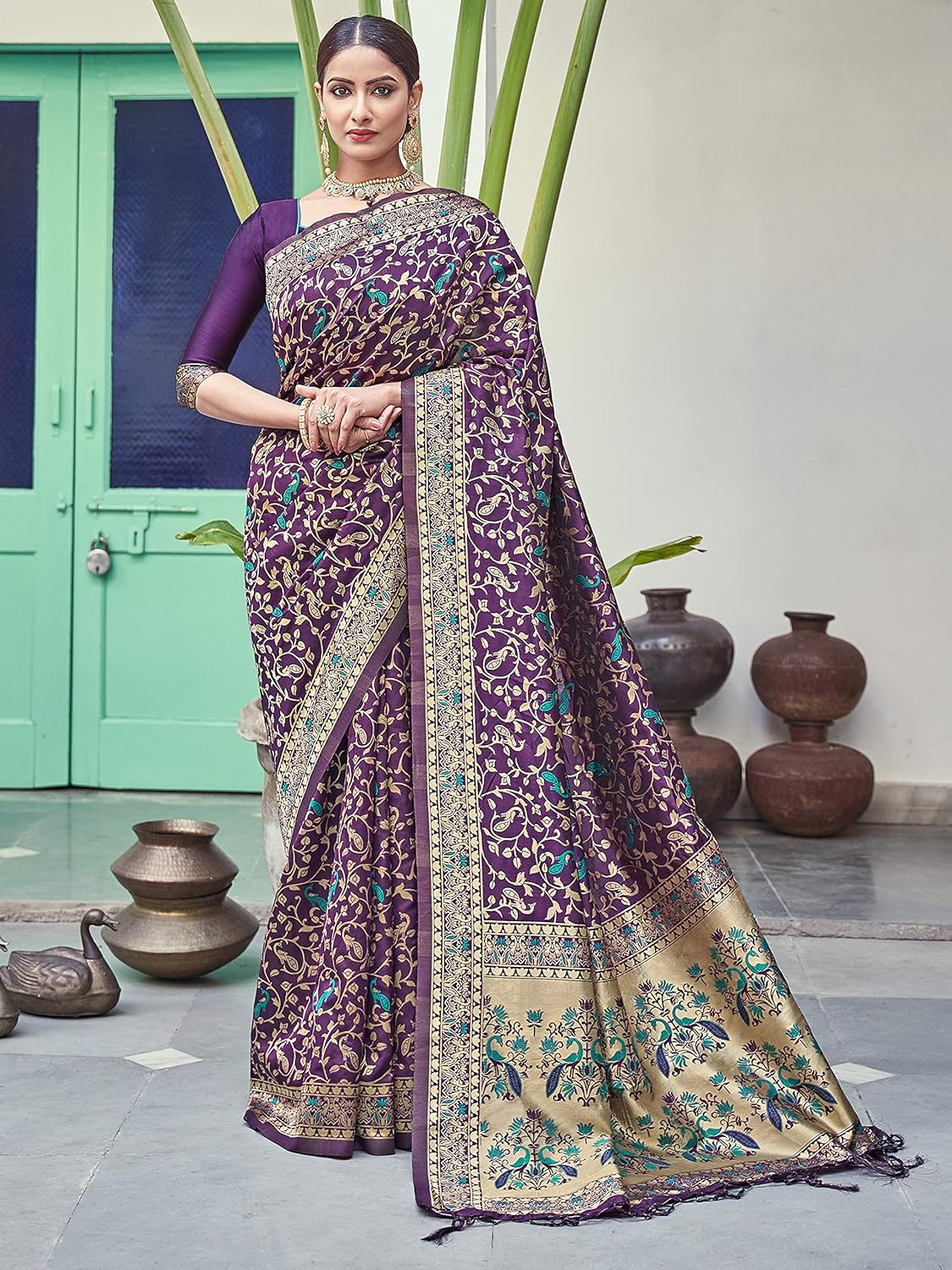 Elina fashion Sarees For Women Banarasi Art Silk Woven Saree || Designer Indian Wedding Gift Sari with Unstitched Blouse