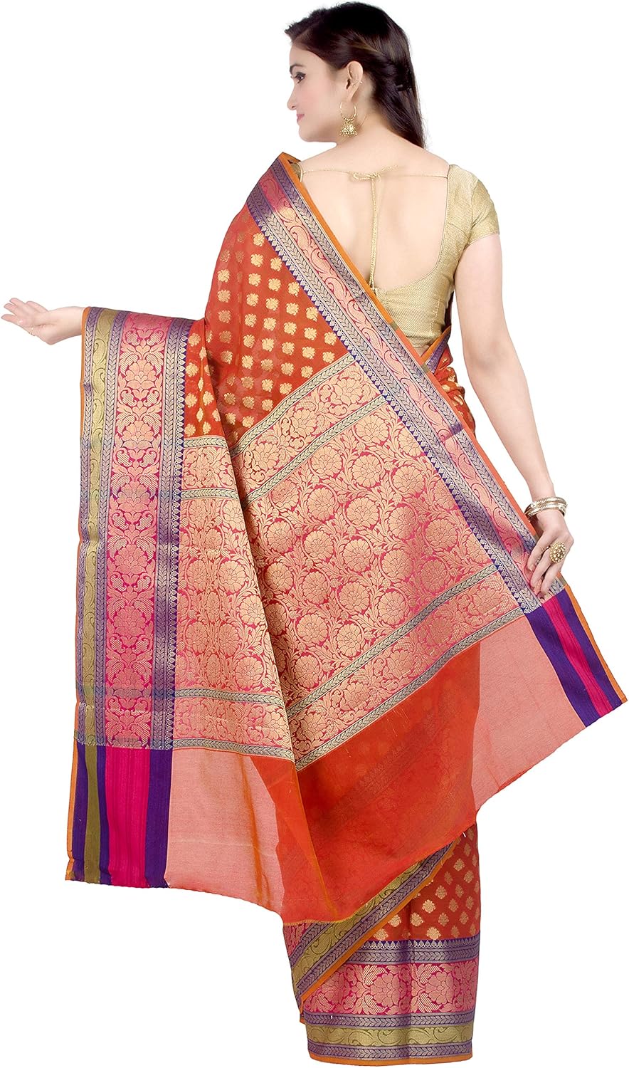 Chandrakala Banarasi Saree for Women with Unstitched Blouse Piece Indian Wear (1080)