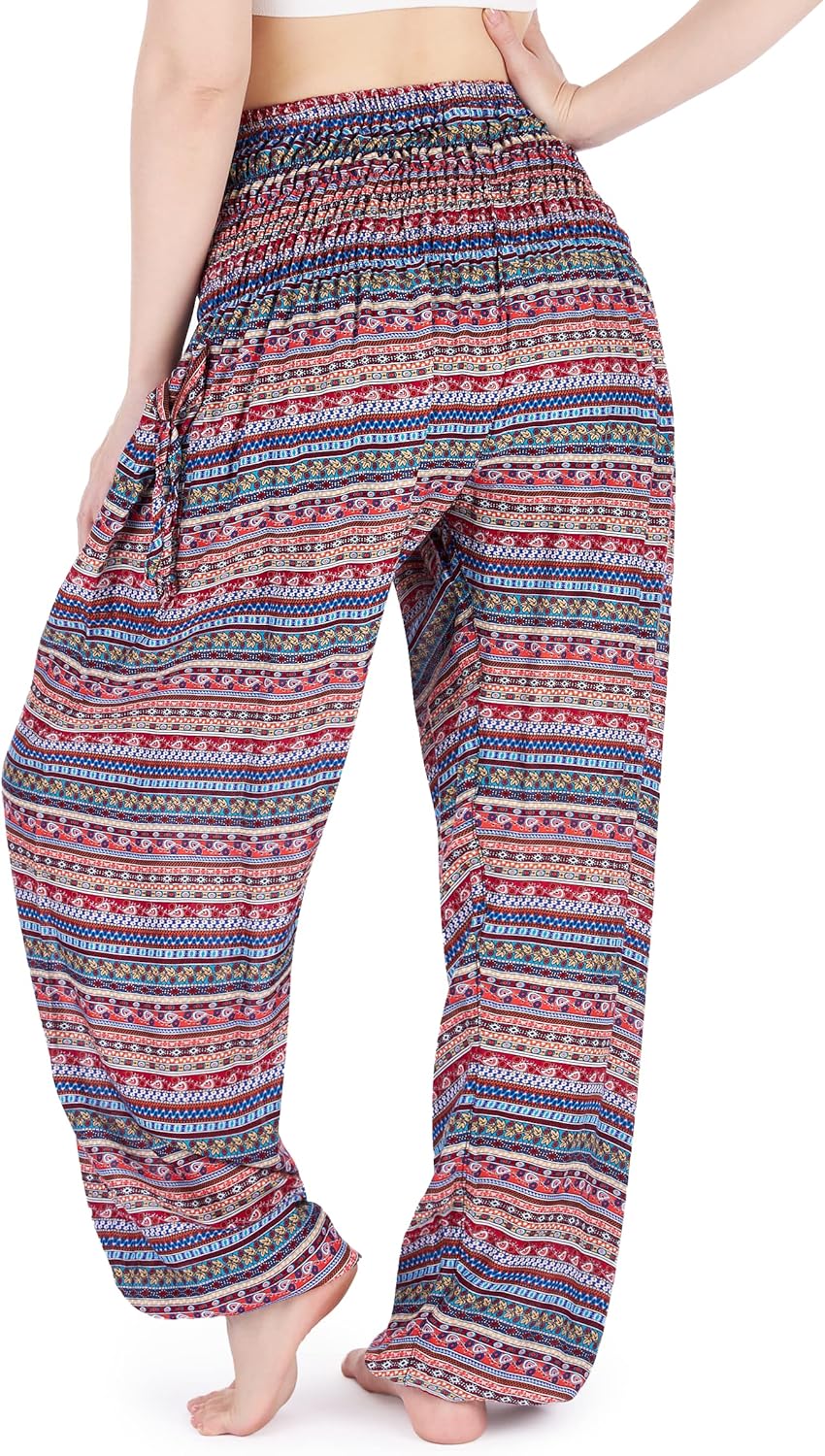 Lannaclothesdesign Harem Pants Women High Waist Bohemian Yoga Pants with Pockets - Boho Hippie Clothes