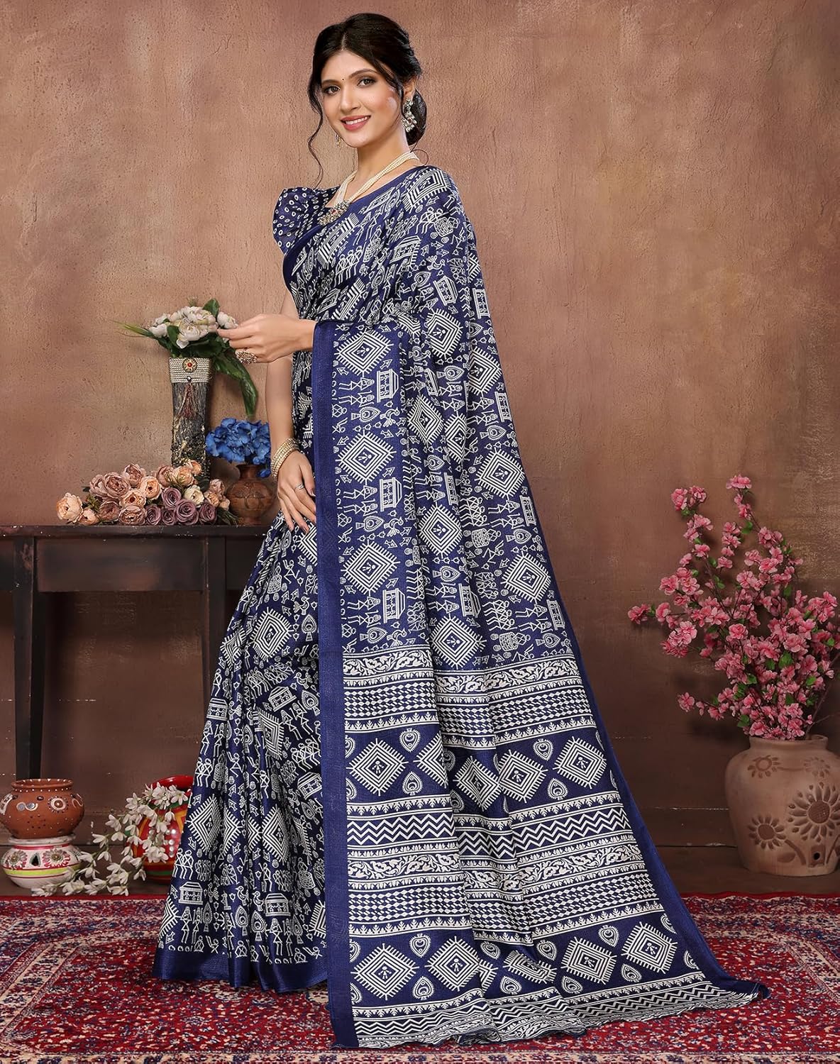 Women's Art Silk Digital Printed Saree With Unstitched Blouse Piece