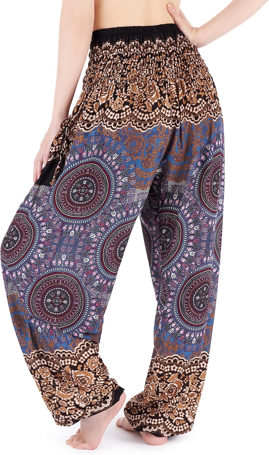 Lannaclothesdesign Harem Pants Women High Waist Bohemian Yoga Pants with Pockets - Boho Hippie Clothes