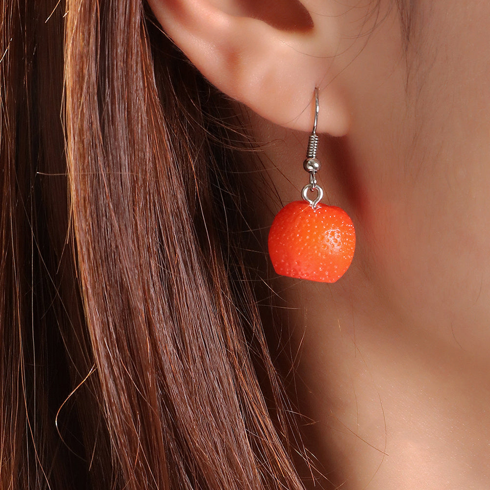 Orange Earrings Long Earrings Girls Big Earrings Ear Clips