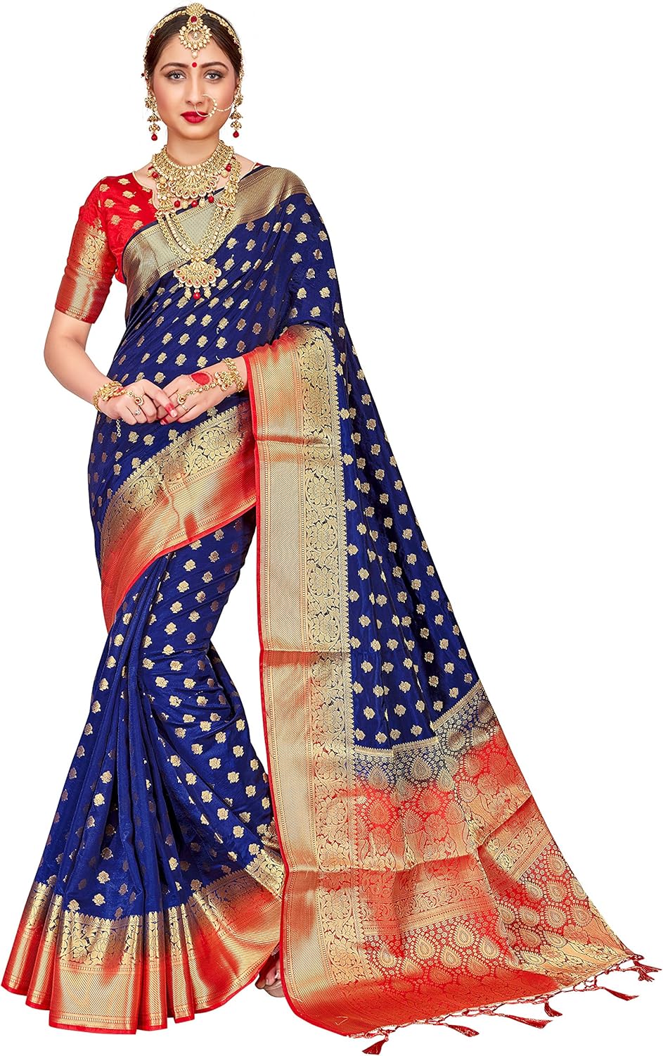 Elina fashion Sarees For Women Banarasi Art Silk Woven Work Saree l Indian Wedding Traditional Wear Sari and Blouse Piece