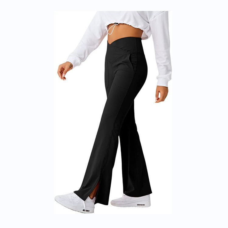 Spring Women's Workout Exercise Pants Akimbo Pants Split Flared Pants