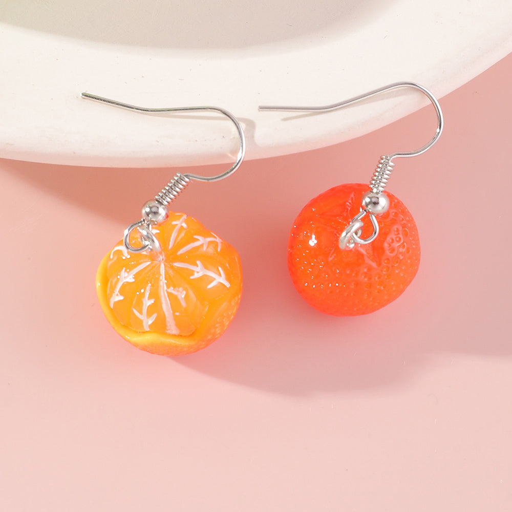 Orange Earrings Long Earrings Girls Big Earrings Ear Clips