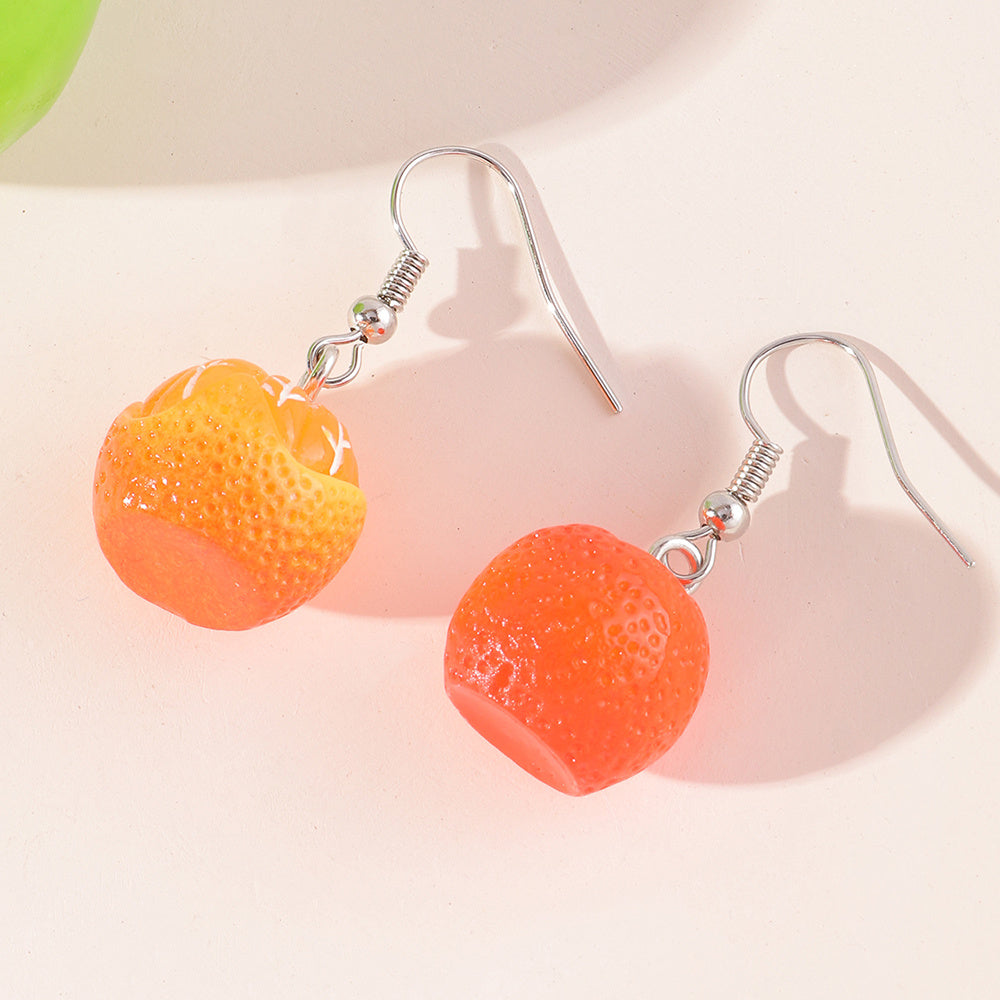 Orange Earrings Long Earrings Girls Big Earrings Ear Clips